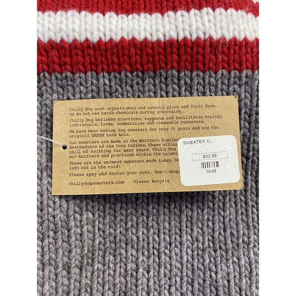 Charcoal Flag USA Dog Sweater Chilly Dog Hand Knit Wool XL Pet Puppy Warm - Picture 5 of 5